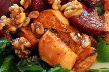 Silverbeet, Golden Kumara, Plum Walnut Salad – Brown Owl Organics