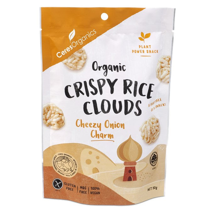 Crispy Rice Clouds Cheezy Onion Charm 50g – Brown Owl Organics